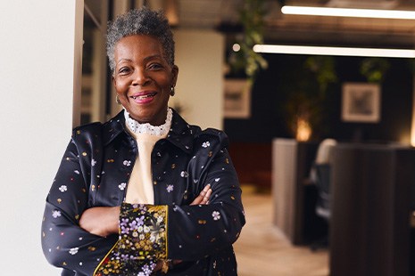 Senior woman smiling in office