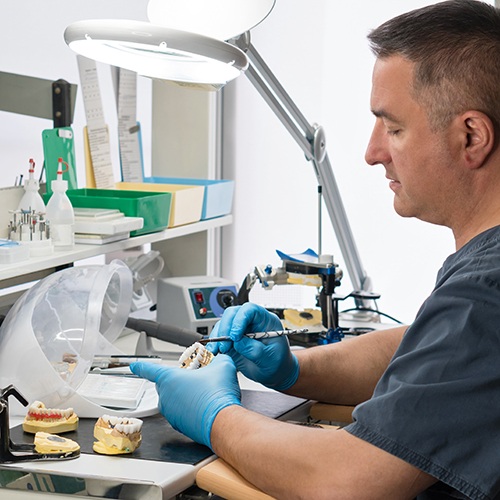 Dentist in Abilene working on dental crowns