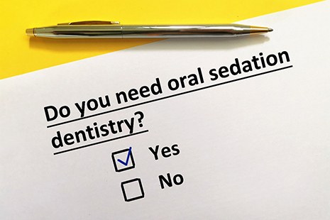 Top of form asking about oral conscious sedation