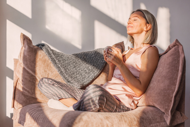 Patient relaxing before dental implant surgery
